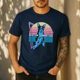 Boston Terrier Dad Retro Men's Casual T-Shirt Navy