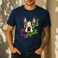 Boston Terrier In Day Of The Dead Sugar Skull Dog Men's Casual T-Shirt Navy