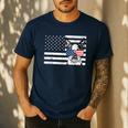 Boston Terrier Dog 4th Of July US American Flag Patriotic Men's Casual T-Shirt Navy