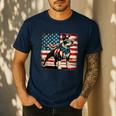 Boston Terrier Dog 4th Of July USA American Flag Patriotic Men's Casual T-Shirt Navy