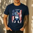 Boston Terrier Dog American USA US Flag Pets Vintage Outfit Men's Casual T-Shirt Navy