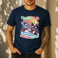 Boston Terrier Dog Christmas Snowman Winter Snow Men's Casual T-Shirt Navy