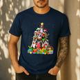 Boston Terrier Dog Christmas Tree Lights Xmas Pajama For Men Women Kids Men's Casual T-Shirt Navy