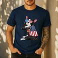 Boston Terrier Dog Merica 4th Of July Usa American Flag Men Men's Casual T-Shirt Navy