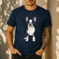 Boston Terrier Dog Motif Pet Art Boston Terrier For Men Women Kids Men's Casual T-Shirt Navy
