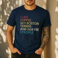 Boston Terrier Dog Owner Coffee Lovers Quote Vintage Retro For Men Women Men's Casual T-Shirt Navy