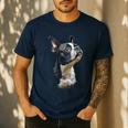 Boston Terrier Dog Graphic Pet Art Boston Terrier For Men Women Kids Men's Casual T-Shirt Navy