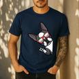 Boston Terrier Dog From Side Boston Bull Men's Casual T-Shirt Navy