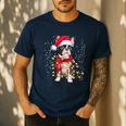 Boston Terrier Dog Ugly Christmas Dog Xmas For Men Women Kids Men's Casual T-Shirt Navy