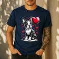 Boston Terrier Dog Valentine's Day Dog Owner Men's Casual T-Shirt Navy