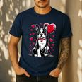 Boston Terrier Dog Valentine's Day Dog Owner Valentine Men's Casual T-Shirt Navy