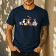 Boston Terrier Fall Pumpkin Tis The Season Autumn Women Men's Casual T-Shirt Navy