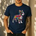 Boston Terrier Floral Vintage Dog Mom Distressed Men Women Kids Men's Casual T-Shirt Navy