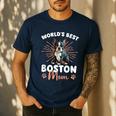Boston Terrier Groovy World's Best Boston Mom Men's Casual T-Shirt Navy