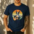 Boston Terrier Guitar Retro Men's Casual T-Shirt Navy