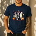 Boston Terrier Halloween Costume Mummy Witch Ghost Dog Lover For Men Women Kids Men's Casual T-Shirt Navy