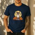 Boston Terrier Halloween Dog Lover Pumpkin Costume Men's Casual T-Shirt Navy
