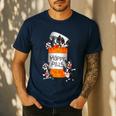 Boston Terrier Happy Pills T-Shirt Men's Casual T-Shirt Navy