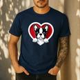 Boston Terrier Heart Cute Puppy Lover Or Dog Owner Men's Casual T-Shirt Navy