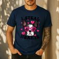 Boston Terrier Heart Glasses Girls Bostie Valentines Day Men's Casual T-Shirt Navy