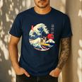 Boston Terrier Japanese Kanagawa Wave Surf Loyal Dog Men Women Kids Men's Casual T-Shirt Navy