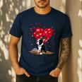 Boston Terrier Lover Heart Shape Boston Terrier Valentine Men's Casual T-Shirt Navy