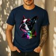 Boston Terrier Lovers Colorful Pop Art Boston Terrier Men's Casual T-Shirt Navy