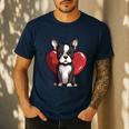 Boston Terrier Mom Dad Bostie Dog Lover Valentines Day Men's Casual T-Shirt Navy
