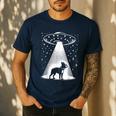 Boston Terrier Mom Dad Dog Alien UFO For Men Women Men's Casual T-Shirt Navy