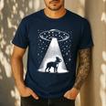 Boston Terrier Mom Dad Dog Alien UFO Men's Casual T-Shirt Navy
