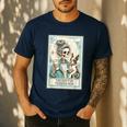 Boston Terrier Mom Skeleton Tarot Card Witch Vibes Dog Mom Men's Casual T-Shirt Navy