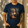 Boston Terrier Mona Lisa Painting Art Dog Mom Dad For Men Women Kids Men's Casual T-Shirt Navy