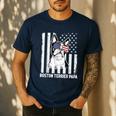 Boston Terrier Papa Cool Dog Lover USA American Flag Men Women Men's Casual T-Shirt Navy