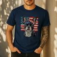 Boston Terrier Patriotic 4th Of July USA American Flag Men's Casual T-Shirt Navy