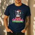 Boston Terrier Santa Claus Christmas Dog Men's Casual T-Shirt Navy