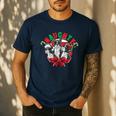 Boston Terrier Santa Claus Elf Reindeer Christmas Dog X-Mas Men's Casual T-Shirt Navy