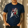 Boston Terrier Santa Claus Hat Merry Christmas Dog X-Mas Men's Casual T-Shirt Navy