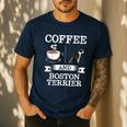Boston Terrier Shirt Coffee And Boston Terrier Cute Dog For Men Women Girls Kids Men's Casual T-Shirt Navy