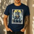 Boston Terrier Tarot Card Dog Men's Casual T-Shirt Navy