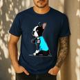 Boston Terrier Tattoos I Love Mom Men's Casual T-Shirt Navy