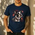 Boston Terrier Is My Valentine Cute Pet Dog Owner Valentine Men's Casual T-Shirt Navy