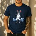 Boston Terrier Weightlifting Deadlift Men Fitness Gym Men's Casual T-Shirt Navy