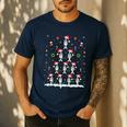 Boston Terrier Xmas Tree Lights For Men Women Boston Terrier Men's Casual T-Shirt Navy
