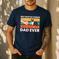 Cute Boston Terrier Best Boston Terrier Dad Ever Men's Casual T-Shirt Navy