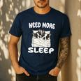 Cute Boston Terrier Need More Sleep Pajamas Nightgown Men's Casual T-Shirt Navy
