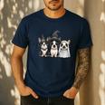 Cute Halloween Boston Terrier Dogs Witch Hat Ghost Dog For Men Women Kids Men's Casual T-Shirt Navy