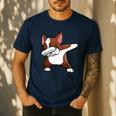 Dabbing Red Boston Terrier Dab Dance Dog Men Women Kids Men's Casual T-Shirt Navy