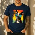 Dog Boston Terrier Hawaiian Men's Casual T-Shirt Navy