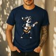 Dog Playing Guitar Singing Boston Terrier For Men Women Girls Kids Men's Casual T-Shirt Navy