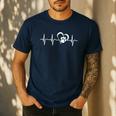 Heartbeat Dog Paw Men's Casual T-Shirt Navy